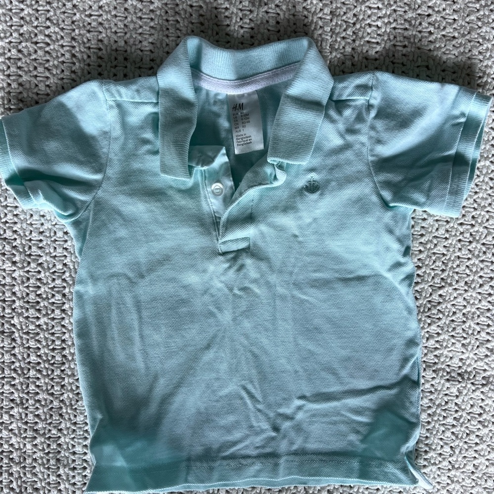 H&M light blue polo shirt like new 9-12 months
